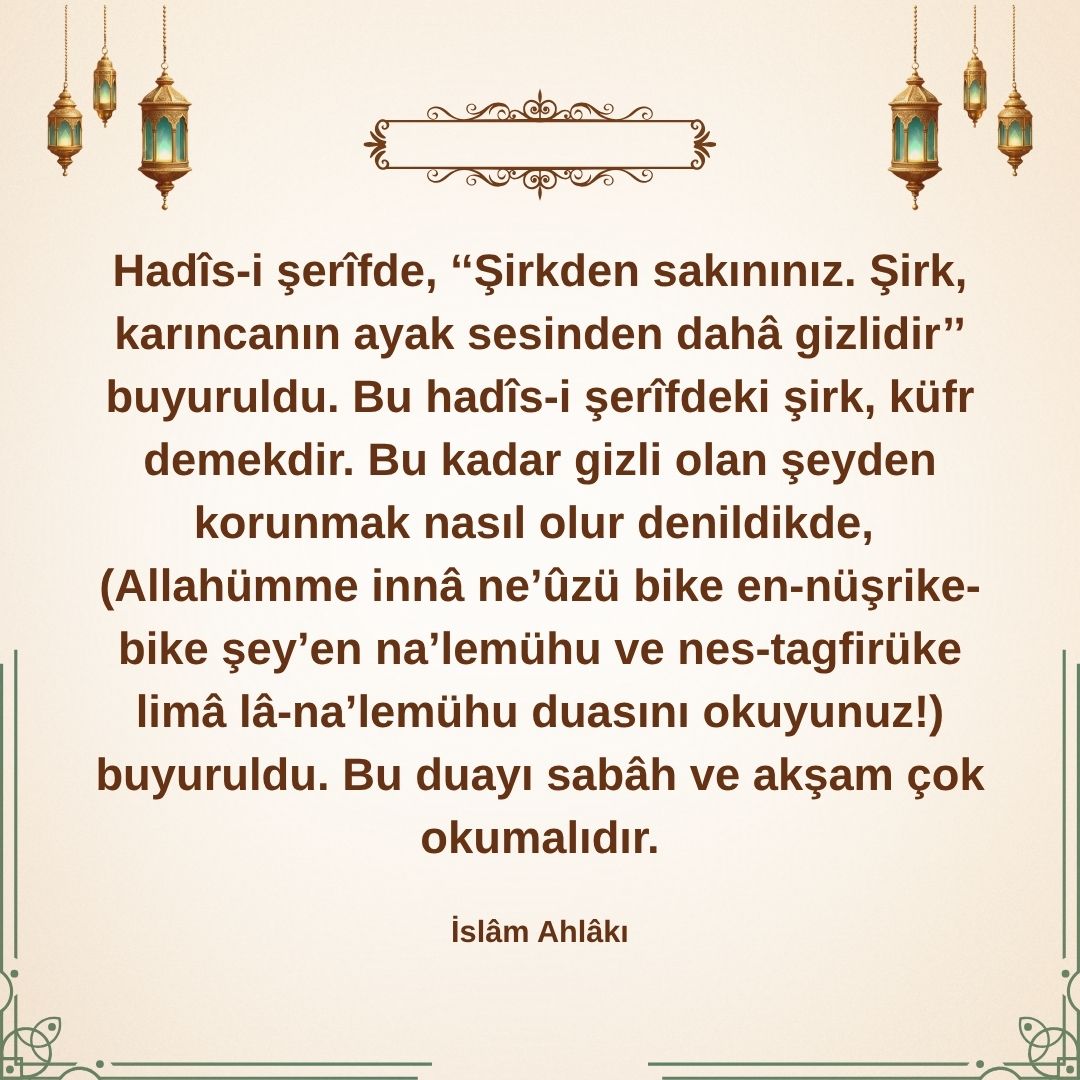 Şirkten korunmak için dua